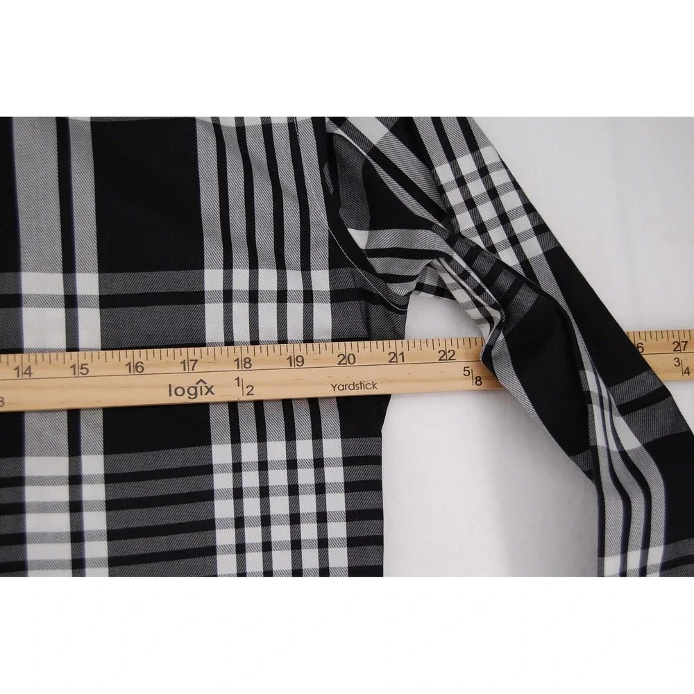 Banana Republic Mens Non Iron Plaid Button Down Shirt Black White Size‎ Medium